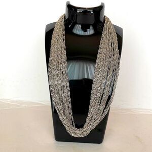 24 STRAND SILVER 16” NECKLACE